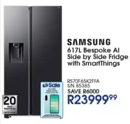 Hirsch's SAMSUNG Bespoke AI Side by Side Fridge with SmartThings offer