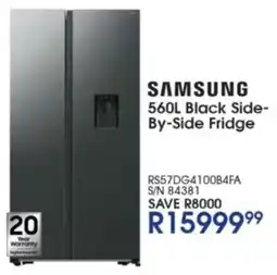 Hirsch's SAMSUNG Black Side-By-Side Fridge offer