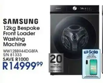 Hirsch's SAMSUNG Bespoke Front Loader Washing Machine offer