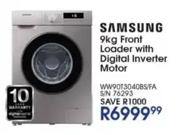 Hirsch's SAMSUNG Front Loader with Digital Inverter Motor offer