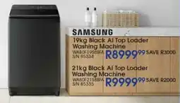 Hirsch's SAMSUNG Black AI Top Loader Washing Machine offer