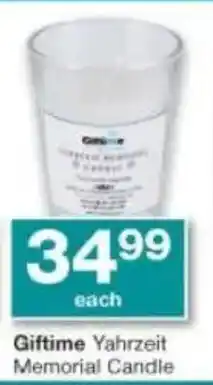 Checkers Giftime Yahrzeit Memorial Candle offer