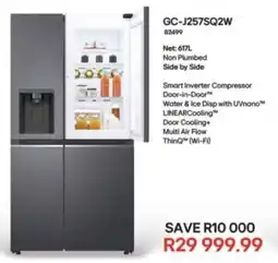 Hirsch's LG Non Plumbed Side by Side Fridge offer