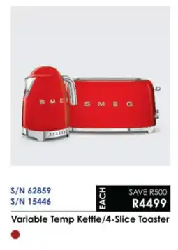 Hirsch's Smeg Variable Temp Kettle/ 4-Slice Toaster offer