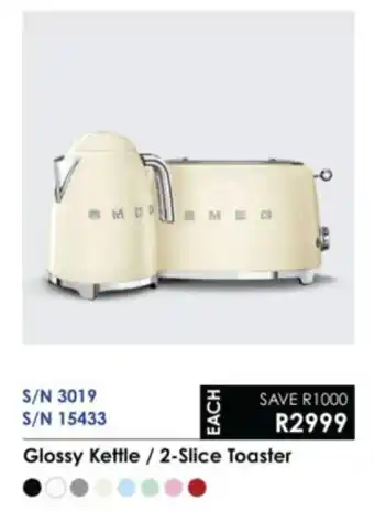 Hirsch's Smeg Glossy Kettle/ 2-Slice Toaster offer