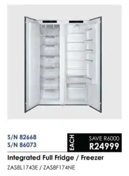 Hirsch's Smeg Integrated Full Fridge/ Freezer offer