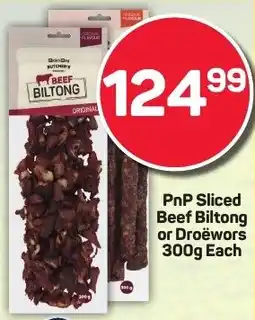 Pick n Pay PnP Sliced Beef Biltong or Droëwors offer