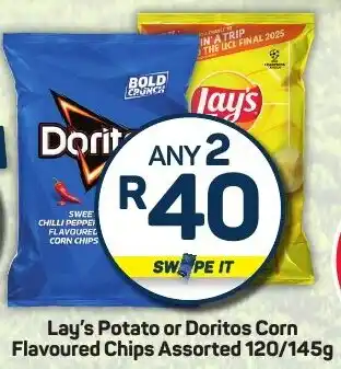 Pick n Pay Lay's Potato or Doritos Corn Flavoured Chips Assorted offer