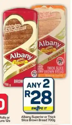 Pick n Pay Hypermarket Albany Superior or Thick Slice Brown Bread 700g offer