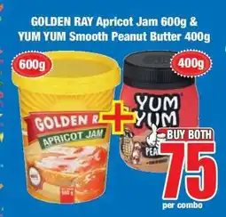 Boxer GOLDEN RAY Apricot Jam 600g & YUM YUM Smooth Peanut Butter 400g offer