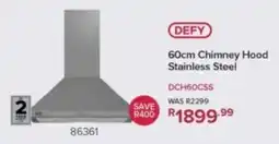 Hirsch's DEFY 60cm Chimney Hood Stainless Steel offer