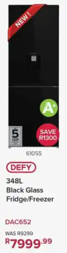 Hirsch's DEFY Black Glass Fridge/ Freezer offer