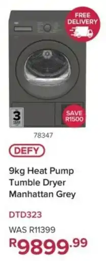 Hirsch's DEFY Heat Pump Tumble Dryer Manhattan Grey offer