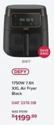 Hirsch's DEFY 1750W XXL Air Fryer Black offer