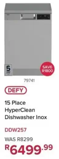 Hirsch's DEFY 15 Place HyperClean Dishwasher Inox offer