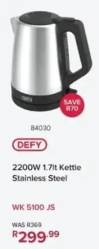 Hirsch's DEFY 2200W Kettle Stainless Steel offer