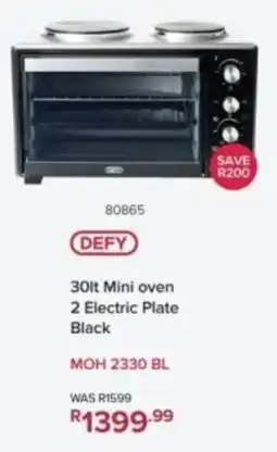 Hirsch's DEFY Mini oven 2 Electric Plate Black offer