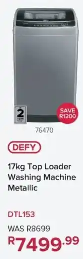 Hirsch's DEFY Top Loader Washing Machine Metallic offer