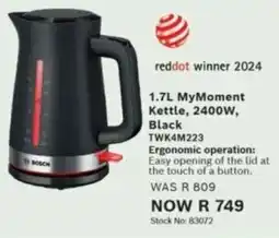 Hirsch's Bosch MyMoment Kettle, 2400W, Black offer