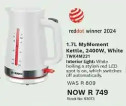 Hirsch's Bosch MyMoment Kettle, 2400W, White offer