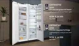 Hirsch's Siemens iQ500 intergrated full freezer OR iQ500 integrated full fridge offer
