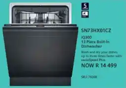 Hirsch's Siemens iQ300 13 Place Built-In Dishwasher offer