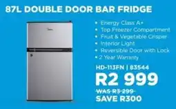 Hirsch's Midea double door bar fridge offer