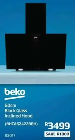 Hirsch's Beko 60cm Black Glass Inclined Hood offer