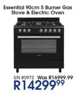 Hirsch's ELBA Essential 90cm 5 Burner Gas Essential 90cm Stainless Steel Stove & Electric Oven offer