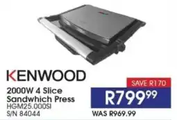 Hirsch's KENWOOD 2000W 4 Slice Sandwhich Press offer