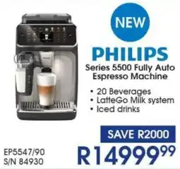 Hirsch's PHILIPS Series 5500 Fully Auto Espresso Machine offer