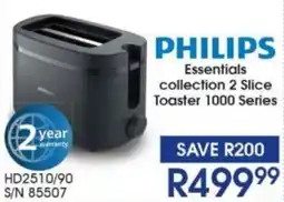 Hirsch's PHILIPS Essentials collection 2 Slice Toaster 1000 Series offer