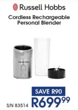 Hirsch's Russell Hobbs Cordless Rechargeable Personal Blender offer