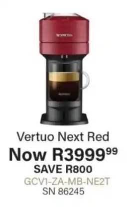 Hirsch's Nespresso Vertuo Next Red offer