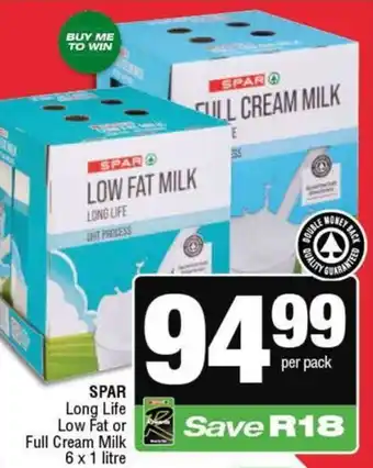 KwikSpar SPAR Long Life Low Fat or Full Cream Milk offer