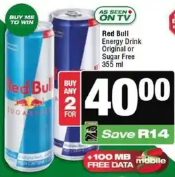 KwikSpar Red Bull Energy Drink Original or Sugar Free offer