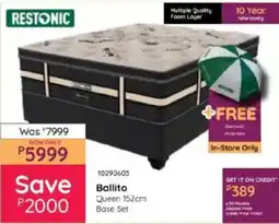 Bradlows Restonic Ballito Queen 152cm Base Set offer