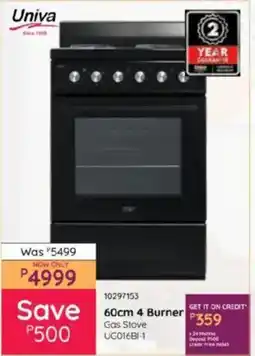 Bradlows Univa 60cm 4 Burner Gas Stove offer