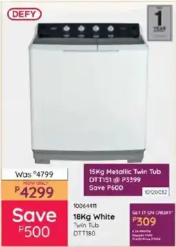 Bradlows DEFY White Twin Tub offer
