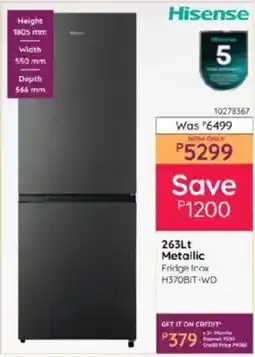 Bradlows Hisense Metallic Fridge Inox offer