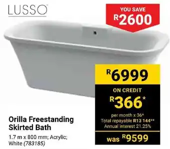 Builders Trade Depot Lusso Orilla Freestanding Skirted Bath offer