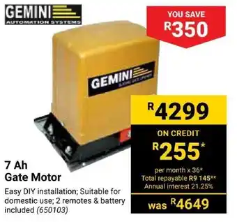 Builders Trade Depot Gemini 7 Ah Gate Motor offer