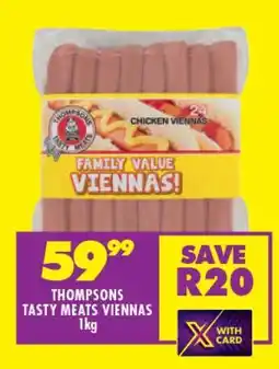 Shoprite THOMPSONS TASTY MEATS VIENNAS 1kg offer