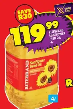 Shoprite Ritebrand Sunflower Seed Oil 4ℓ offer