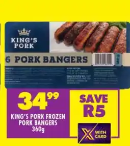 Shoprite KING’S PORK FROZEN PORK BANGERS 360g offer