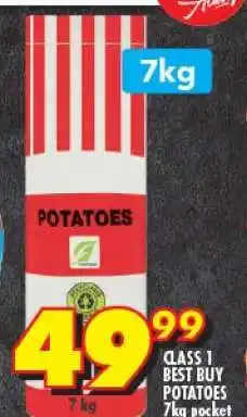 Shoprite CLASS 1 BEST BUY POTATOES 7kg pocket offer