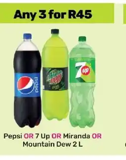 Game Pepsi OR 7 Up OR Miranda OR Mountain Dew 2 L offer