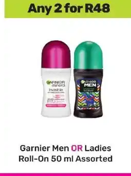 Game Garnier Men OR Ladies Roll-On 50 ml Assorted offer