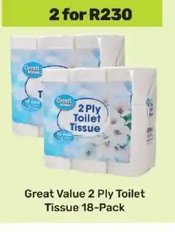 Game Great Value 2 Ply Toilet Tissue 18 Pack offer