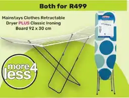Game Mainstays Clothes Retractable Dryer PLUS Classic Ironing Board offer